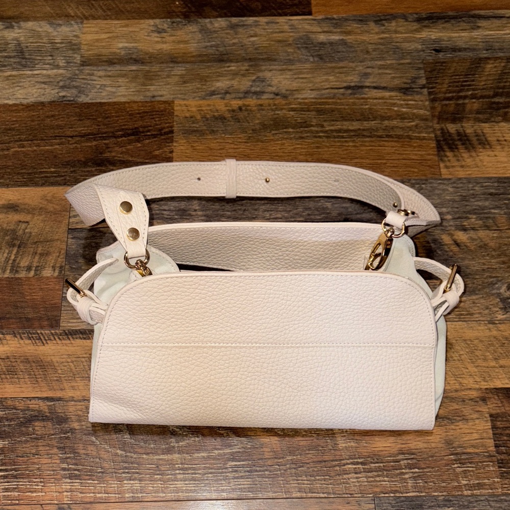 Anna Paola Italian Leather Handbag Ivory/latte Shoulder‎ Bag Removable Strap